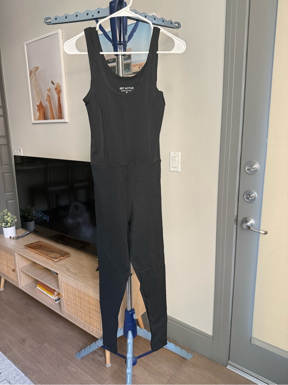 SET Active Black Scoop-Neck Fitted Jumpsuit
